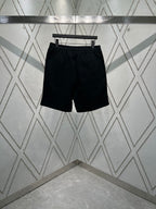 Navy pull-on shorts with elastic waistband