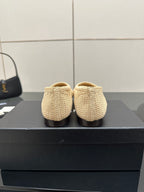 Chanel women’s woven flats, light beige heels with low sole