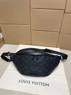 Men’s Louis Vuitton monogram belt bag in dark navy with adjustable shoulder strap