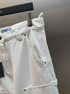 Off-white cargo pants front detail with button closure and side pocket
