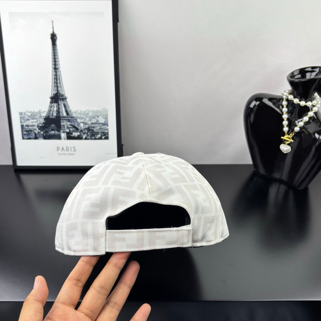 Fendi FF baseball cap, light beige exterior with black interior lining opening