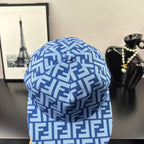 Fendi cap with blue and white FF monogram pattern, back view