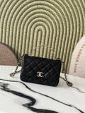 Chanel bag, black quilted leather, chain strap and small top handle