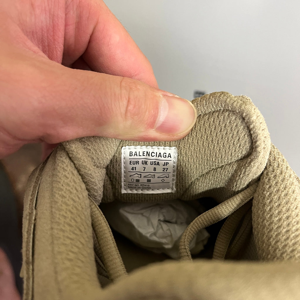 Beige sneaker interior with Balenciaga size label and woven lining