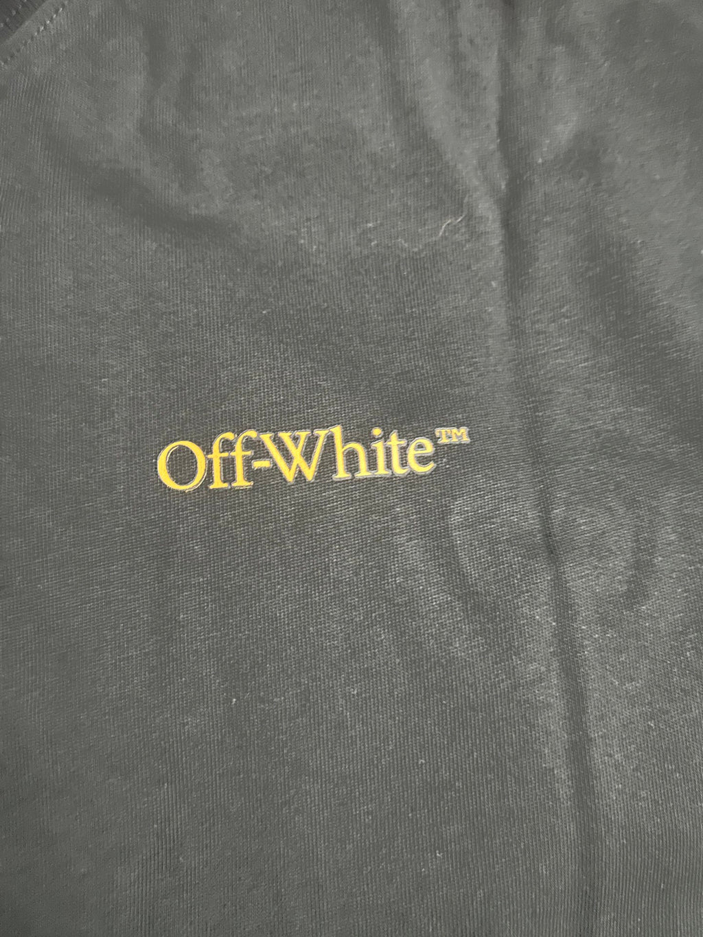 Off-White logo print on dark heather fabric