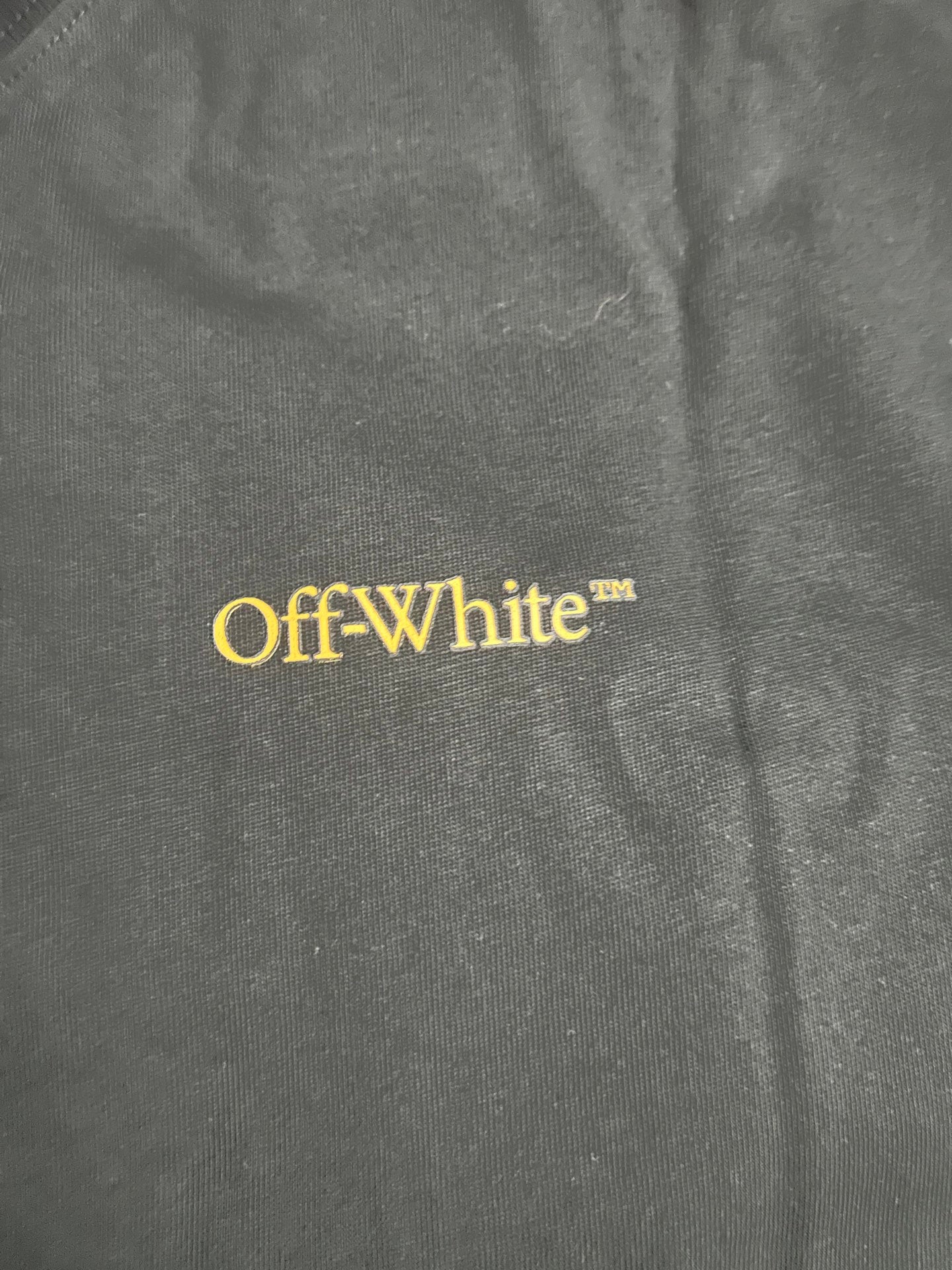 Off-White logo print on dark heather fabric