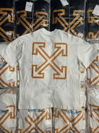 Off-White T-shirt in off-white with large orange 'X' arrow logo print