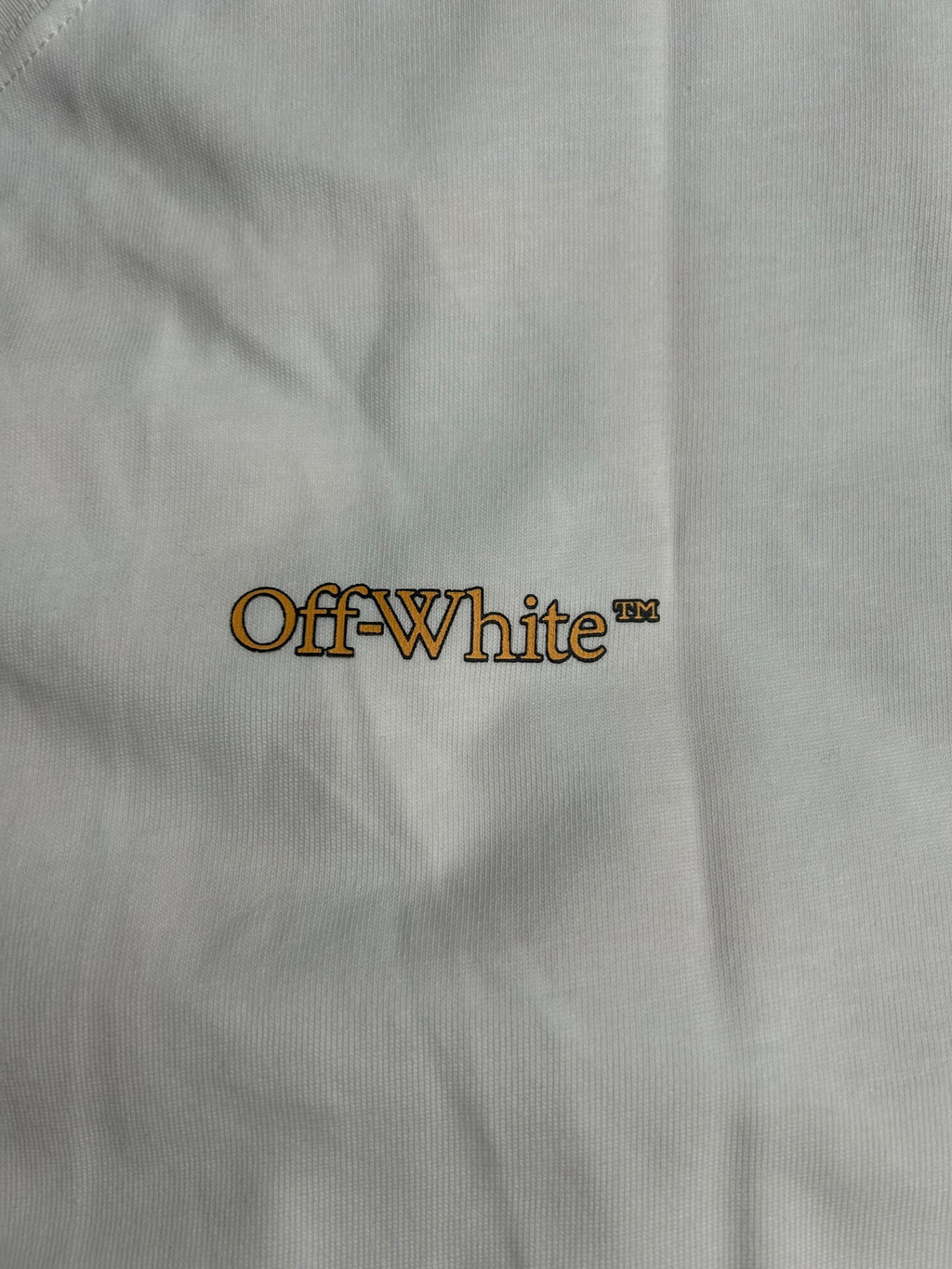 Off-White wordmark print on off-white T-shirt fabric