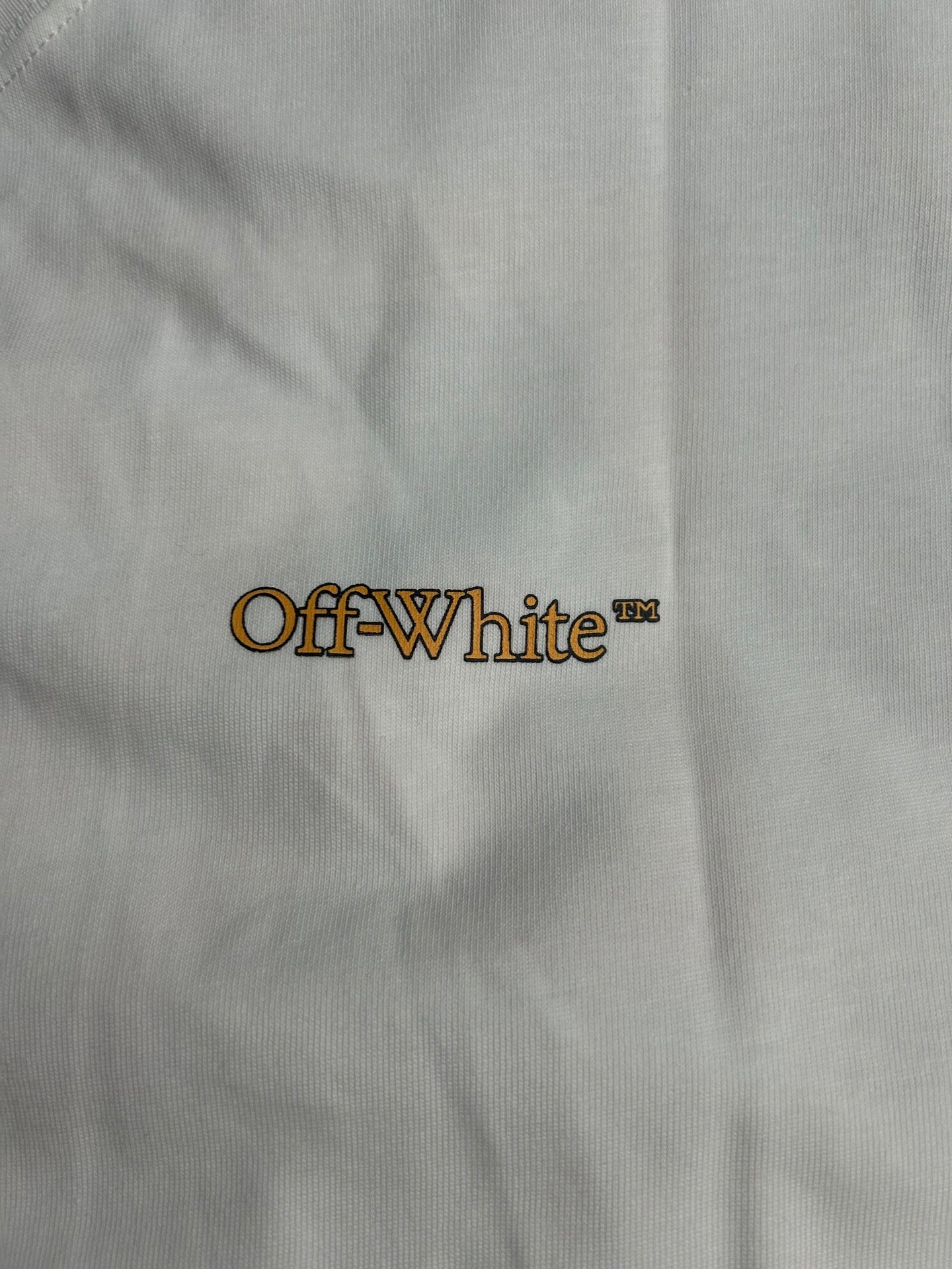 Off-White wordmark print on off-white T-shirt fabric