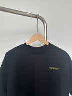 Black Off-White T-shirt with small chest logo near crew neckline