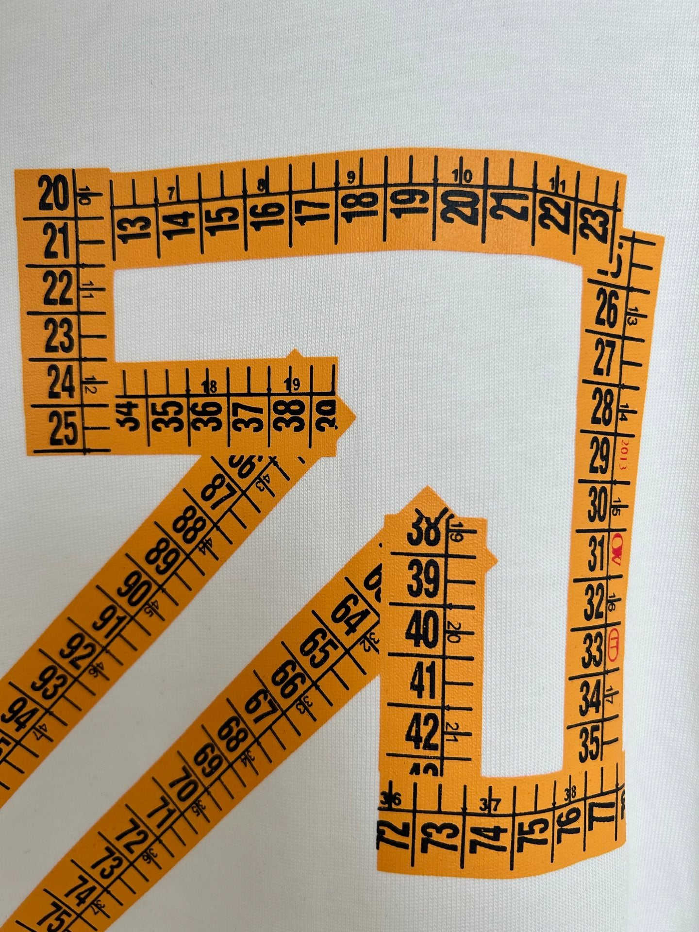 Off-White off-white T-shirt with orange measurement-style logo print and numbers