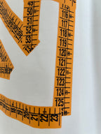 Off-White off-white T-shirt close-up of orange curved logo print with numbers
