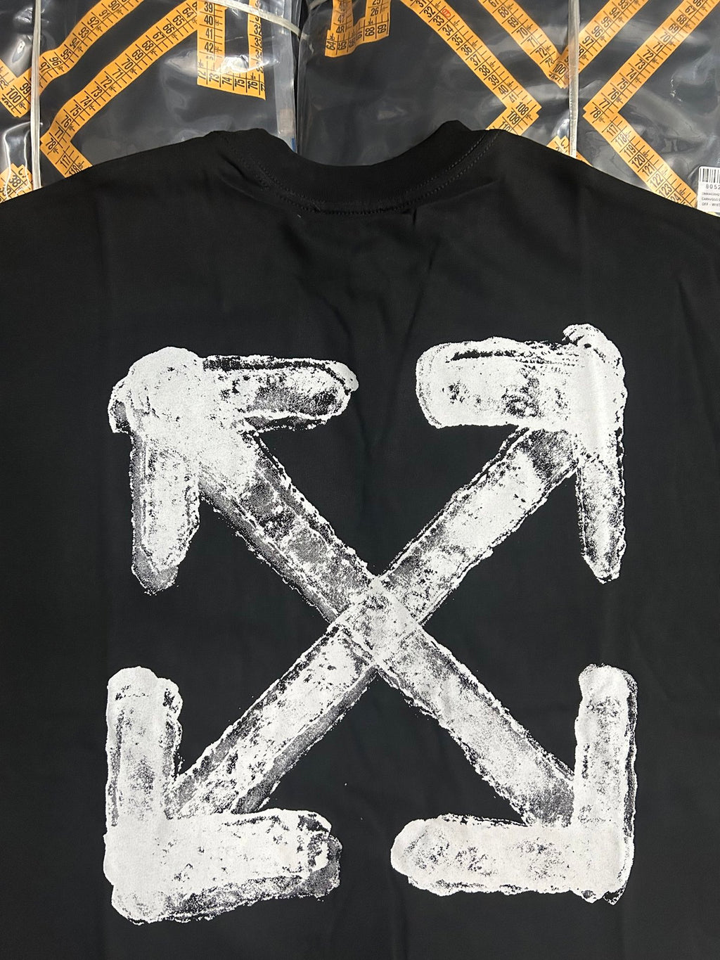 Black Off White T-shirt back with oversized white graffiti logo