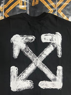 Black Off White T-shirt back with oversized white graffiti logo