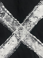 Black Off White T-shirt back close-up of white graffiti logo strokes