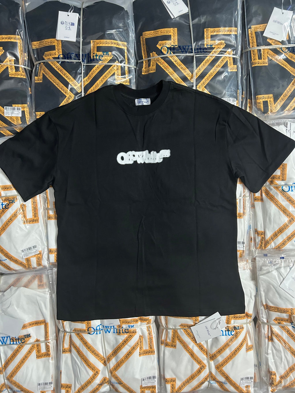 Black Off White T-shirt with white graffiti-style logo on front