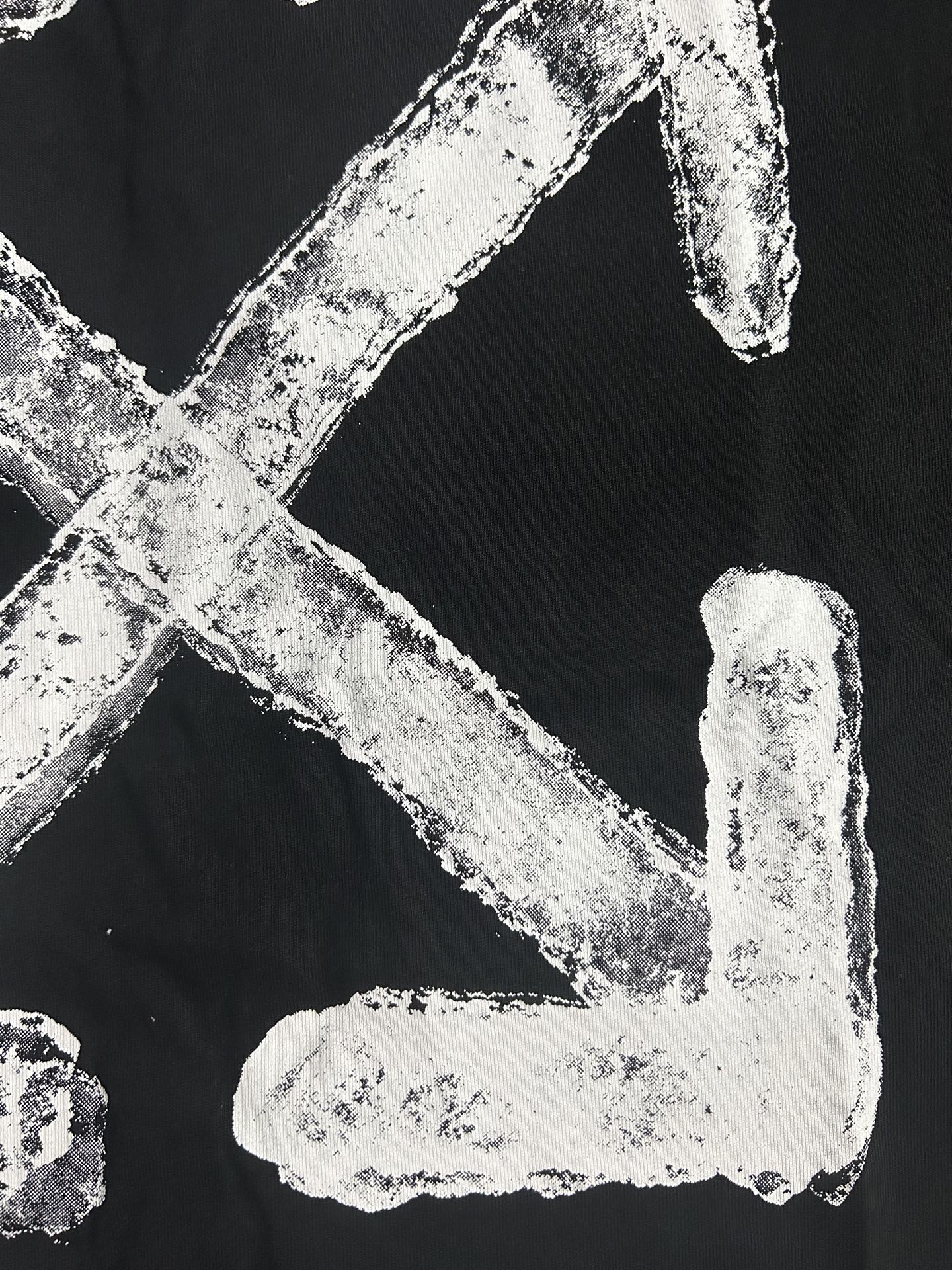 Black Off White T-shirt back close-up of large white graffiti X