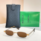 Bottega Veneta oval sunglasses, gold frame with brown-tinted lenses