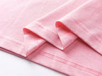 Pink T-shirt sleeve cuff and hem stitching detail
