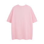 Pink crew-neck T-shirt, short sleeves, plain back view