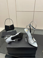 Women’s light-blue peep-toe heeled sandals with ankle strap and stiletto heel