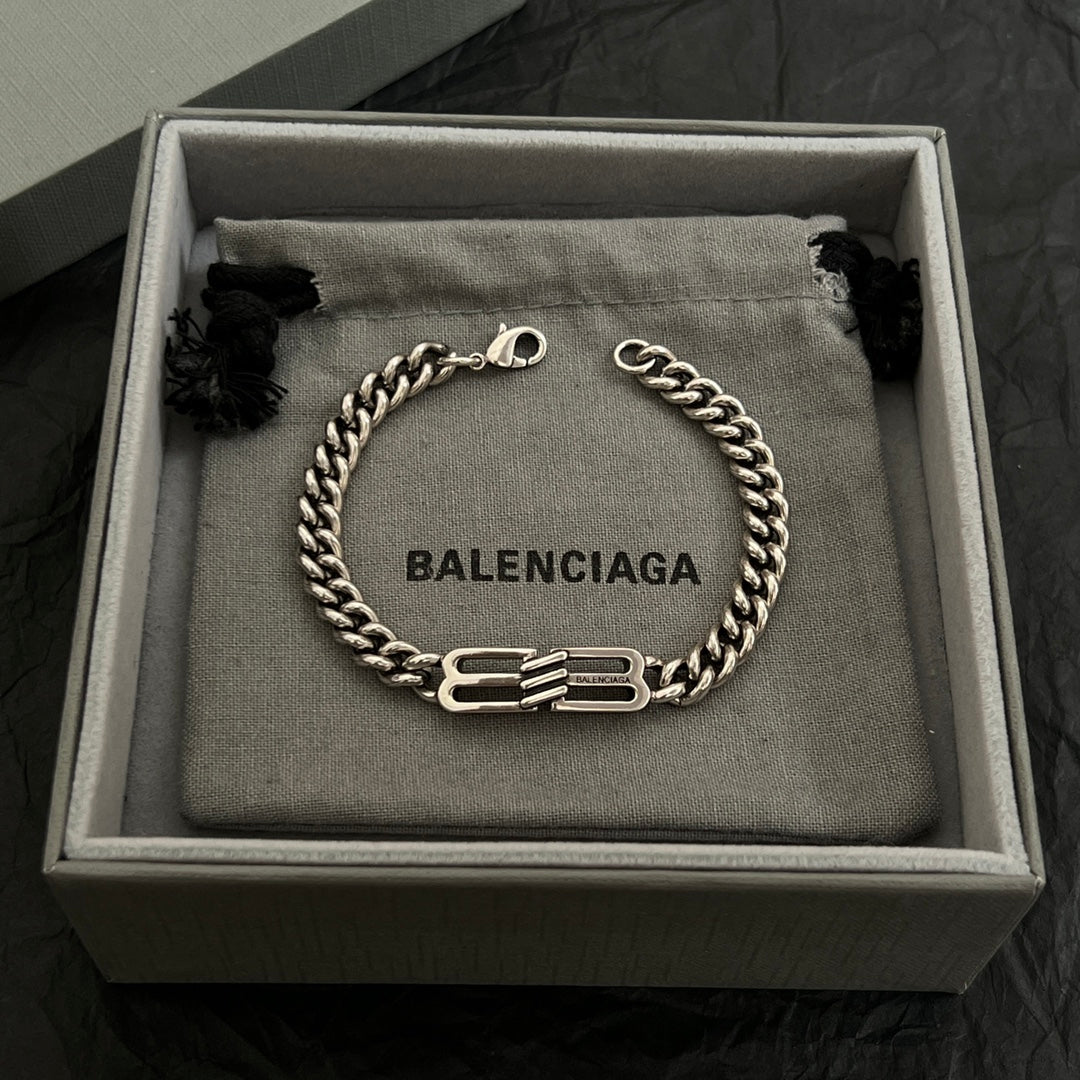 Balenciaga chain bracelet with clasp and BALENCIAGA logo charm