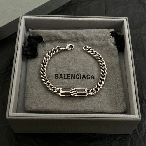 Balenciaga chain bracelet with clasp and BALENCIAGA logo charm