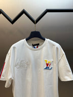 White Louis Vuitton T-shirt, front view with chest logos and crew neck