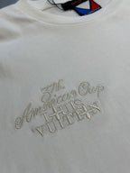 White Louis Vuitton T-shirt with embroidered “America’s Cup” script logo