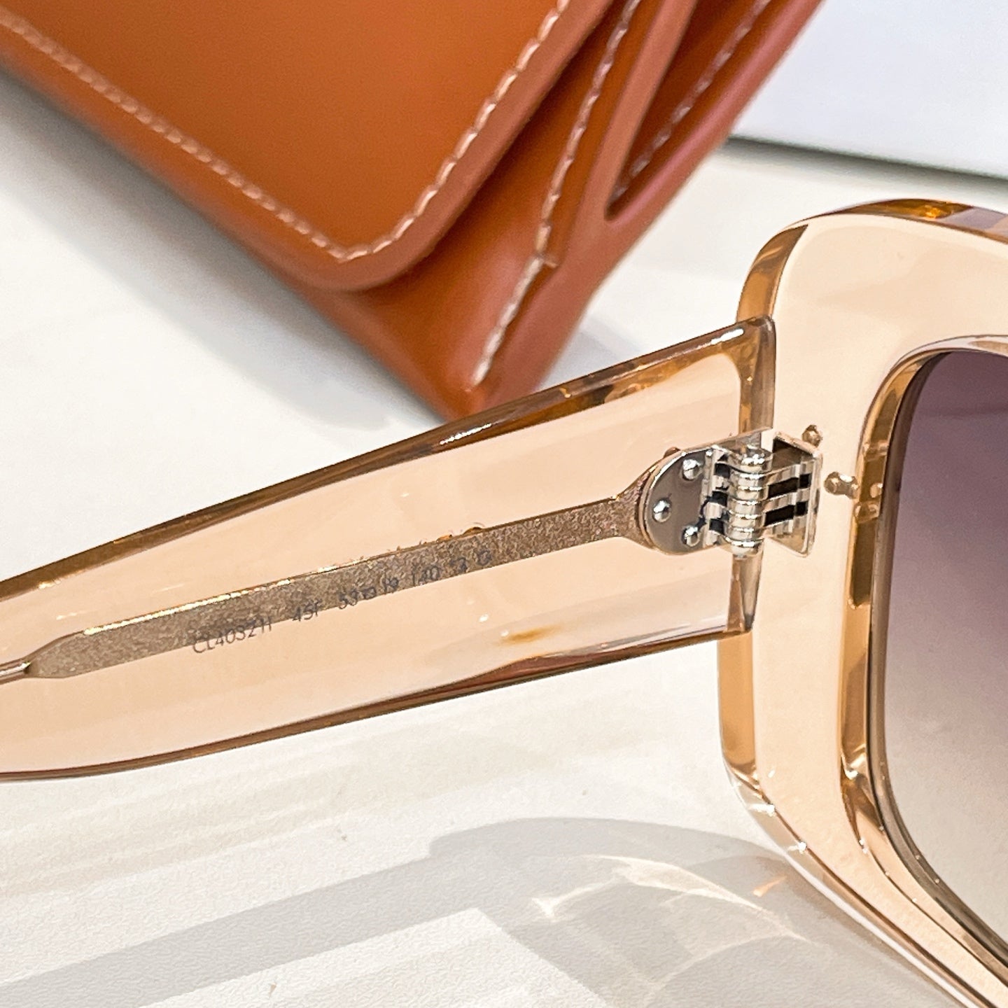 Celine gold sunglasses hinge and temple detail