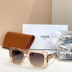 Celine square sunglasses with gold frames and dark tinted lenses
