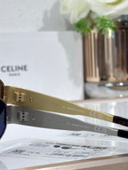 Sunglasses temple bar, gold-tone metal with CE marks and 'Made in Italy'