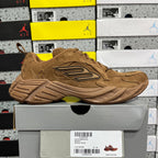 Brown suede Balenciaga unisex sneaker, lace-up with thick tread and logo detail