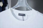 White short-sleeve T-shirt neckline with small brand label