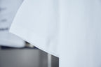 White short-sleeve T-shirt hem with clean straight cut