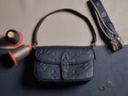 Louis Vuitton crossbody bag, dark embossed monogram, flap with gold clasp