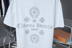 Chrome Hearts short-sleeve T-shirt with large rhinestone text and emblems