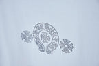 Chrome Hearts rhinestone emblem on white short-sleeve T-shirt