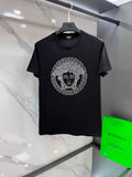 Black Versace T-shirt with sparkling Medusa-style rhinestone front graphic