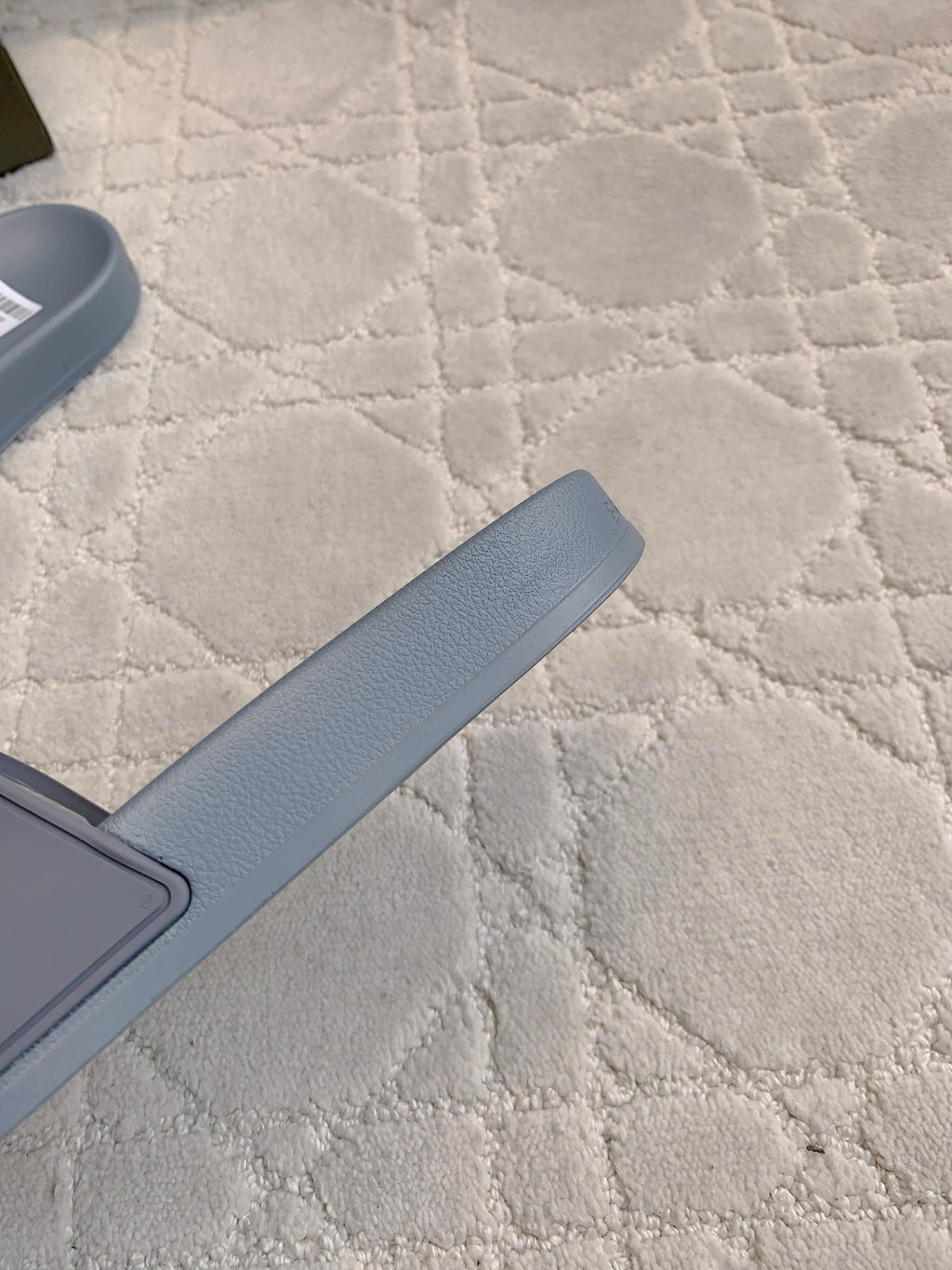 Balenciaga light blue slide sandal strap and smooth top view detail