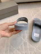 Balenciaga slide sandal, light gray heel strap with Balenciaga logo