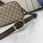 Gucci crossbody bag adjustable strap with gold buckle and brown leather