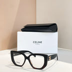 Celine glasses with black square frames and tortoise-pattern temples