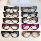 Assorted Celine eyeglasses: black, tortoise, burgundy, purple, and other colors