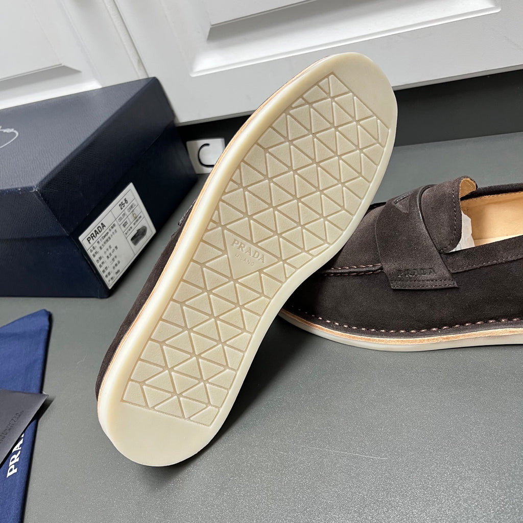 Prada unisex loafer outsole, cream rubber sole with geometric tread pattern