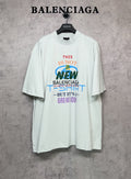 Balenciaga white T-shirt with front graphic text and multicolor logo print