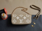 Louis Vuitton beige monogram shoulder bag with gold chain handle and flap front