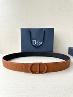 Dior belt in tan leather with CD logo buckle and embossed strap detail