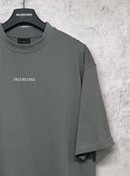 Balenciaga short-sleeve T-shirt on hanger, dark gray-green with small chest BALENCIAGA.