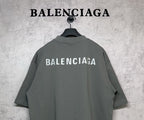 Balenciaga short-sleeve T-shirt with large back BALENCIAGA print, dark gray-green.